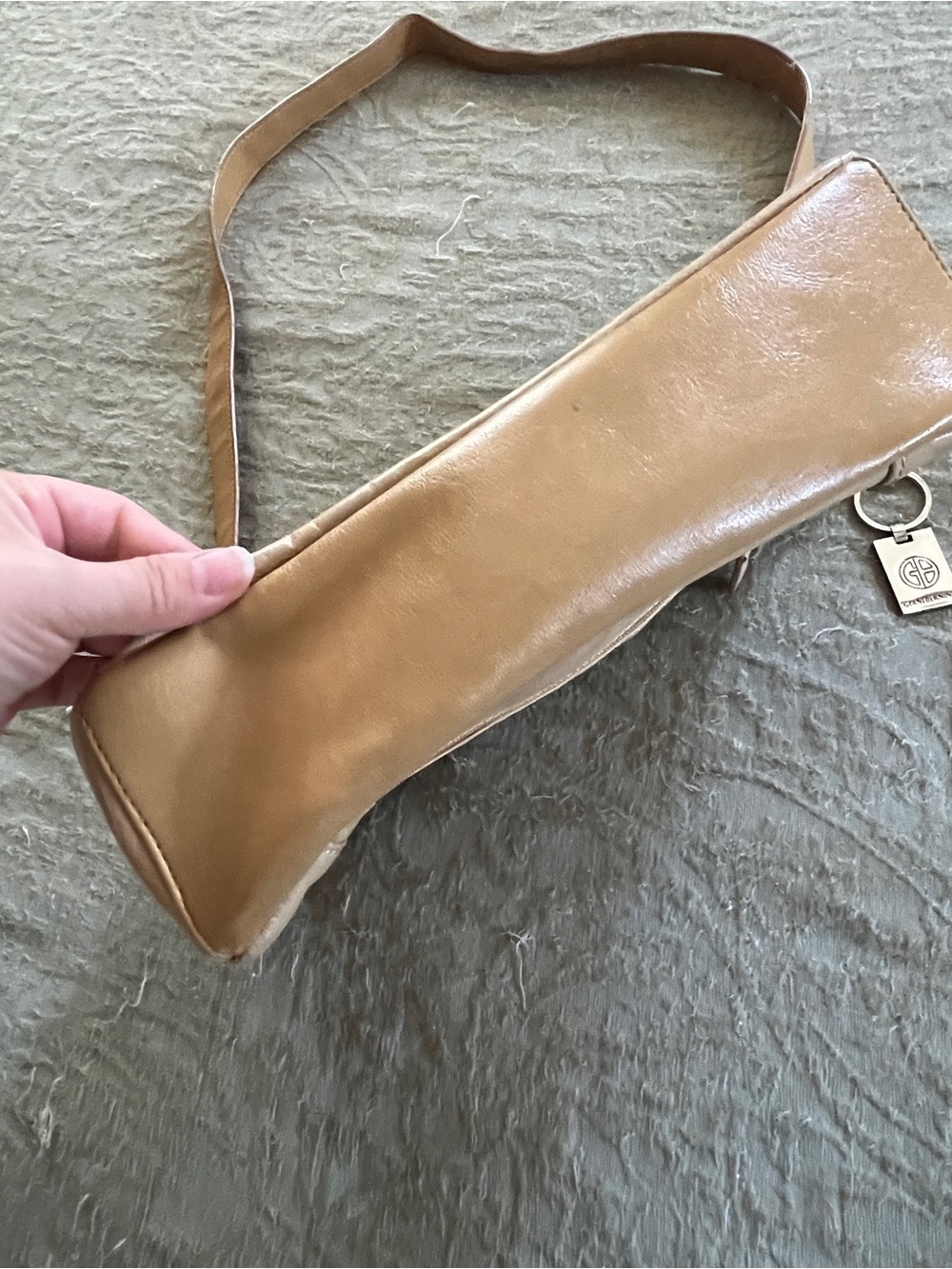 Giani Bernini Beige Leather Zip Up Purse with Strap Old Money Quiet Luxury - Picture 5 of 16
